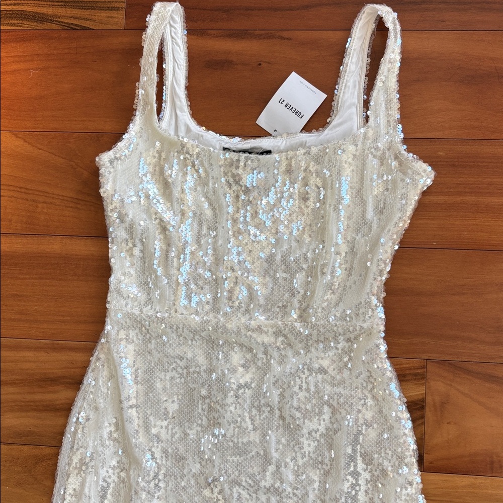 Forever 21 White Sequin Midi Dress